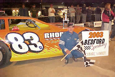 Bob Sweitzer Memorial race at Bedford Speedway -  Rhodes picked up his fourth win in a row