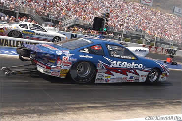 BRISTOL, TN - Kurt Johnson won his third NHRA Pro Stock race of the 2003 season at the 3rd Annual MAC Tools Thunder Valley Nationals at Bristol Dragway on Sunday