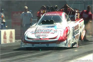 BRISTOL, TN - Del Worsham won his first NHRA Funny Car race of the 2003 season at the 3rd Annual MAC Tools Thunder Valley Nationals at Bristol Dragway on Sunday